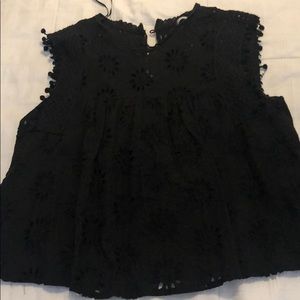 Zara Eyelet Black Top